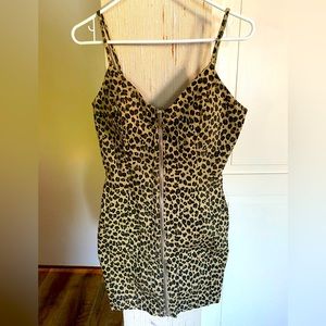 IRIS fitted cheetah zip up jean dress